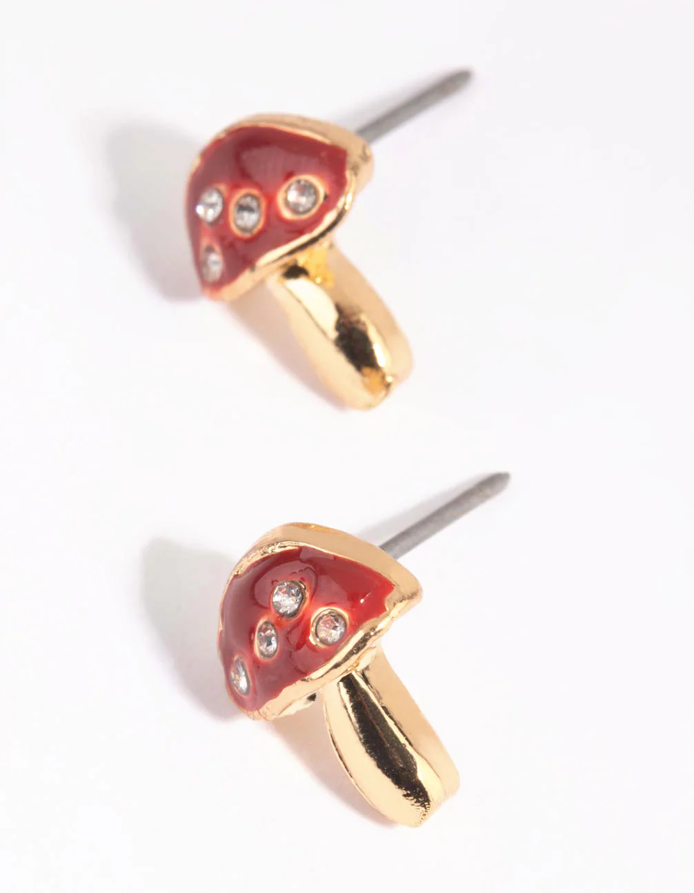 Gold Mushroom Stud Earrings - Image 2