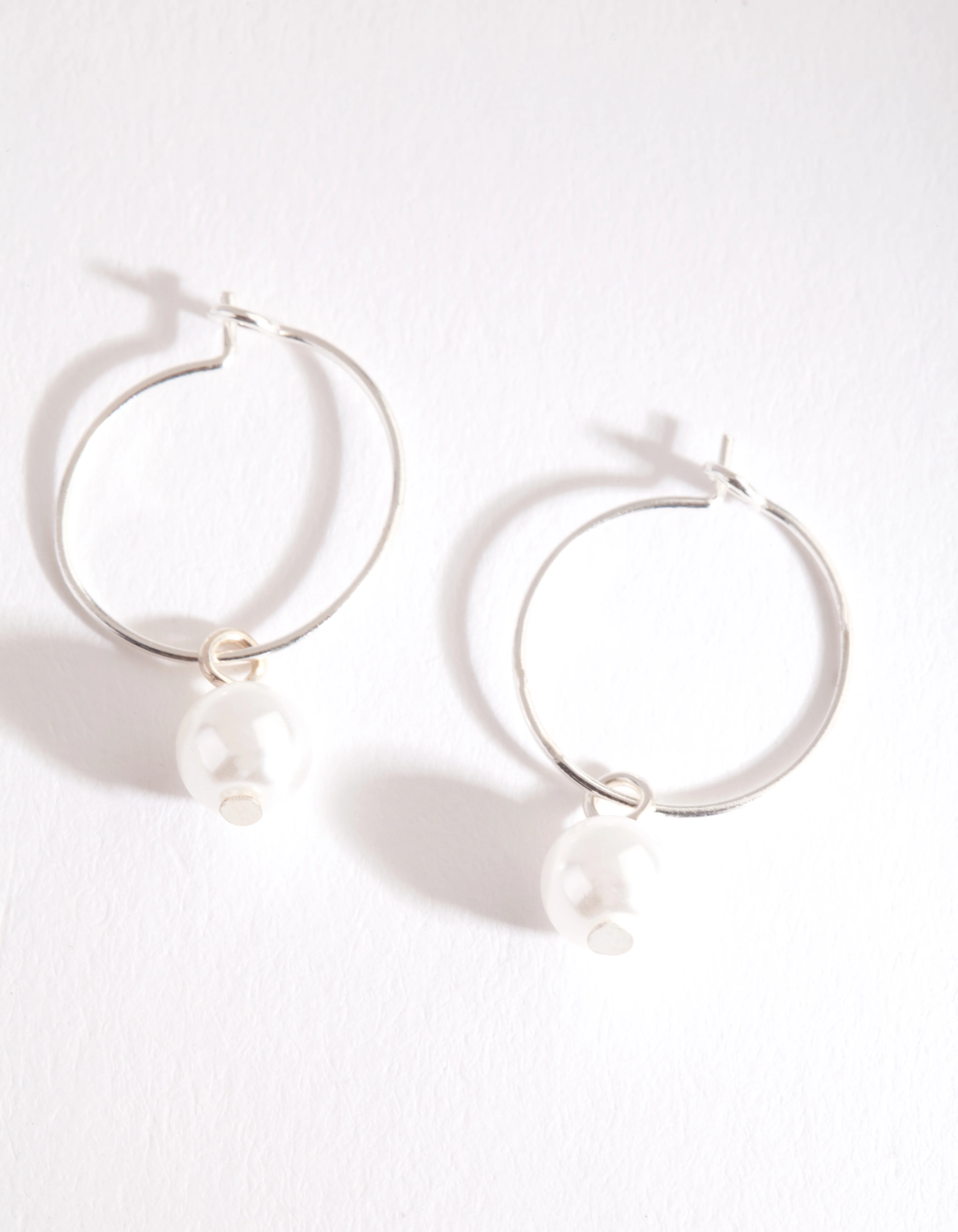 Silver Pearl Hoop Earrings - Image 2