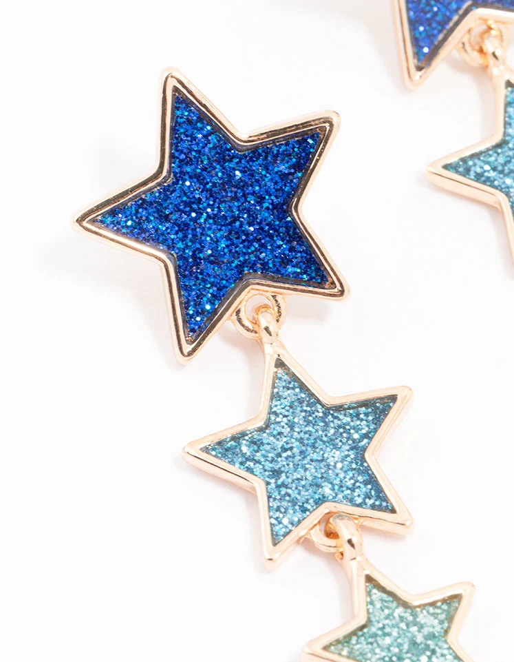 Eras Gold Plated Glitter Star Drop Earrings - Image 2