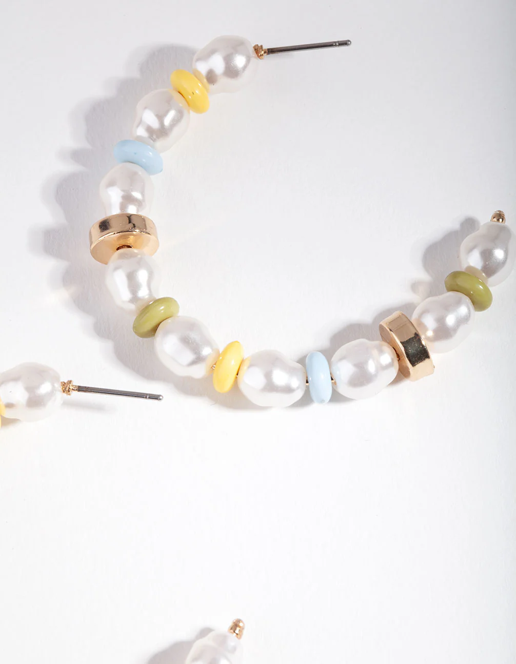 Mix Pearl & Bead Open Hoop Earrings - Image 2