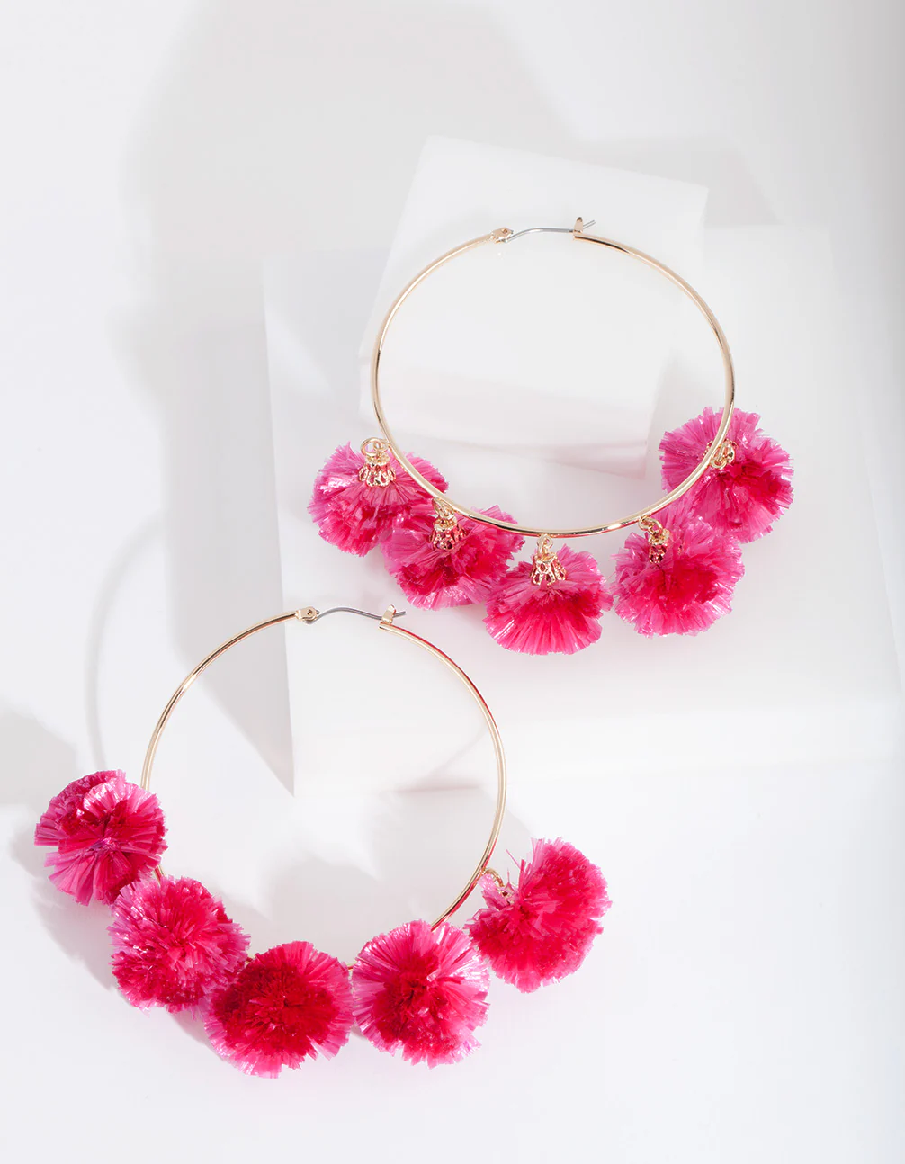 Gold Crepe Flower Hoop Earrings