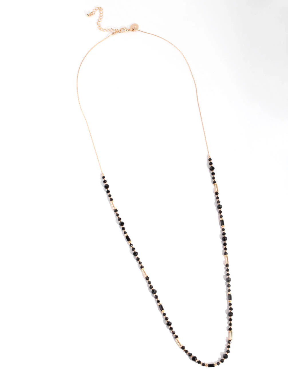 Gold Black Mini Facet Bead Necklace - Image 2