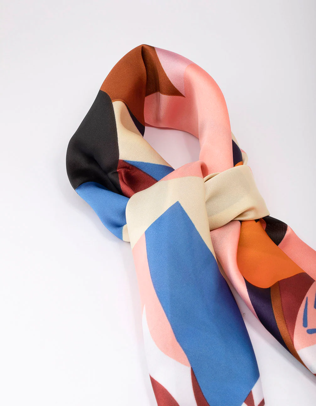 Fabric Floral Geometric Pattern Scarf - Image 2