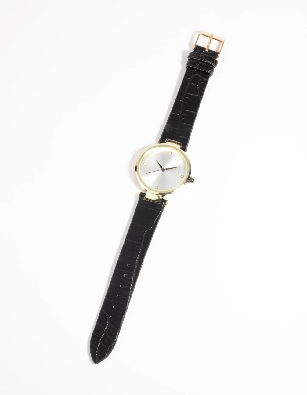 Black Faux Crocodile Strap Watch - Image 2