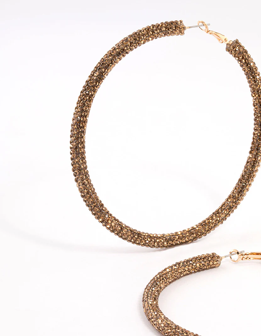 Gold Diamante Hoop Earrings - Image 2