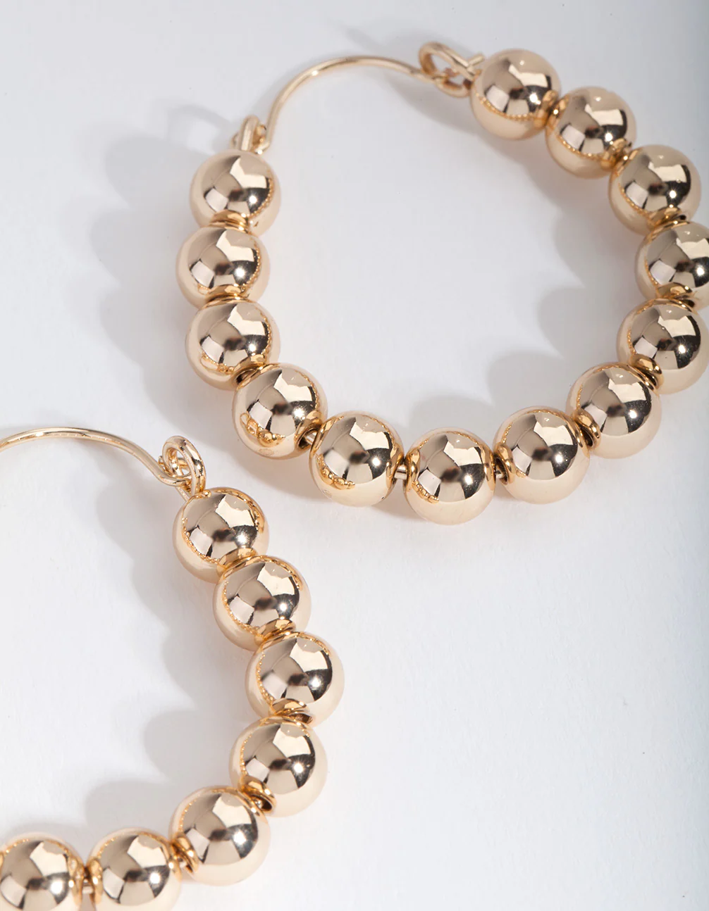 Gold Beaded Hoop Earrings - Image 2