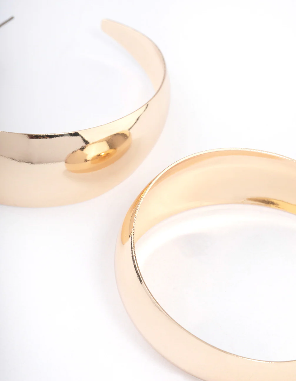 Gold Smooth Thick Hoop Earrings - Image 3