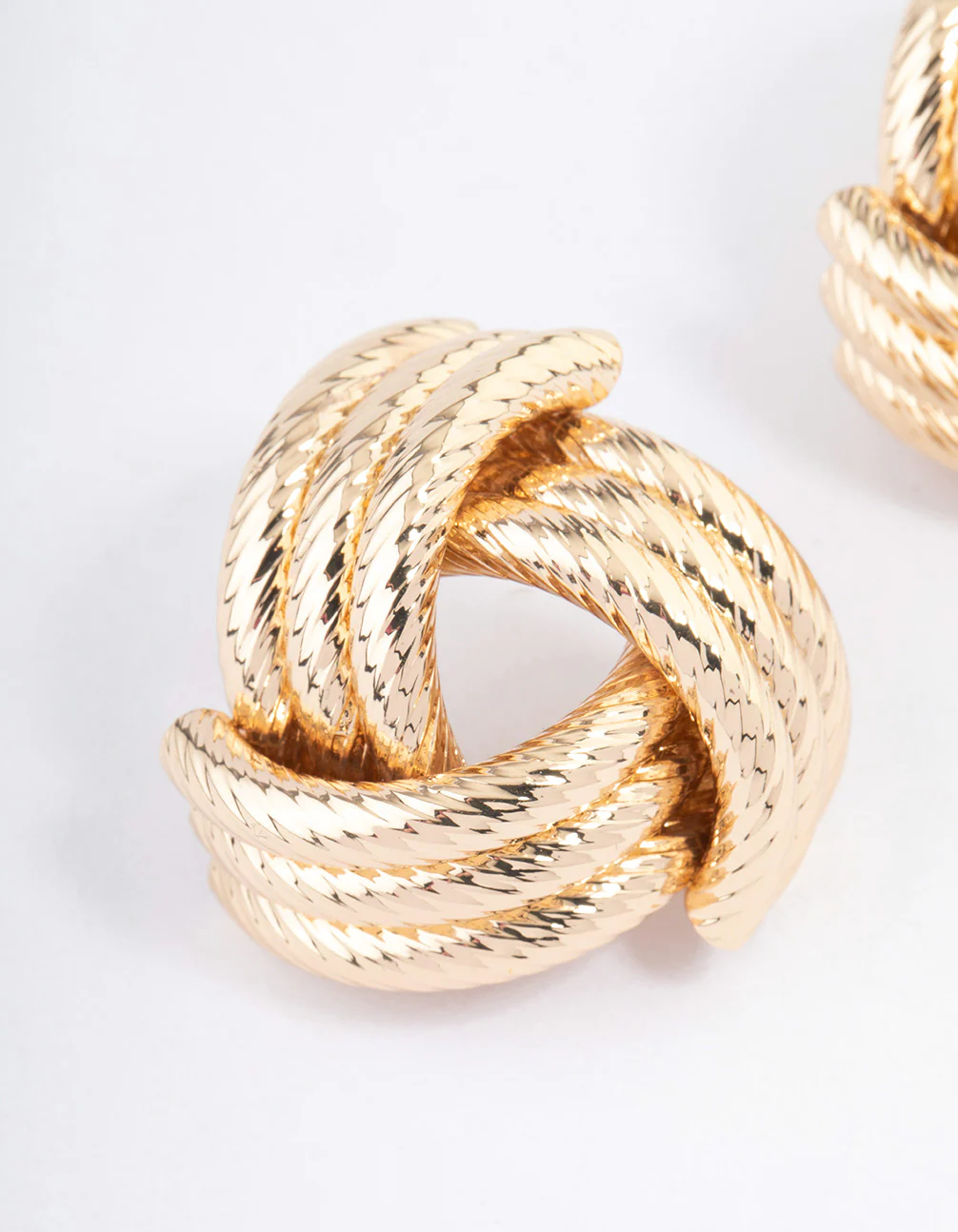 Gold Statement Textured Stud Earrings - Image 2
