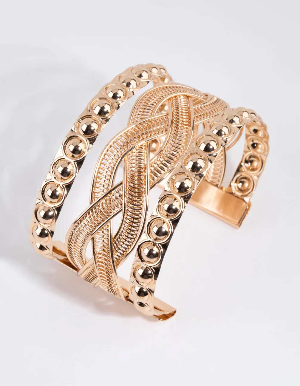 Gold Zip Twist Cuff Bracelet - Image 2
