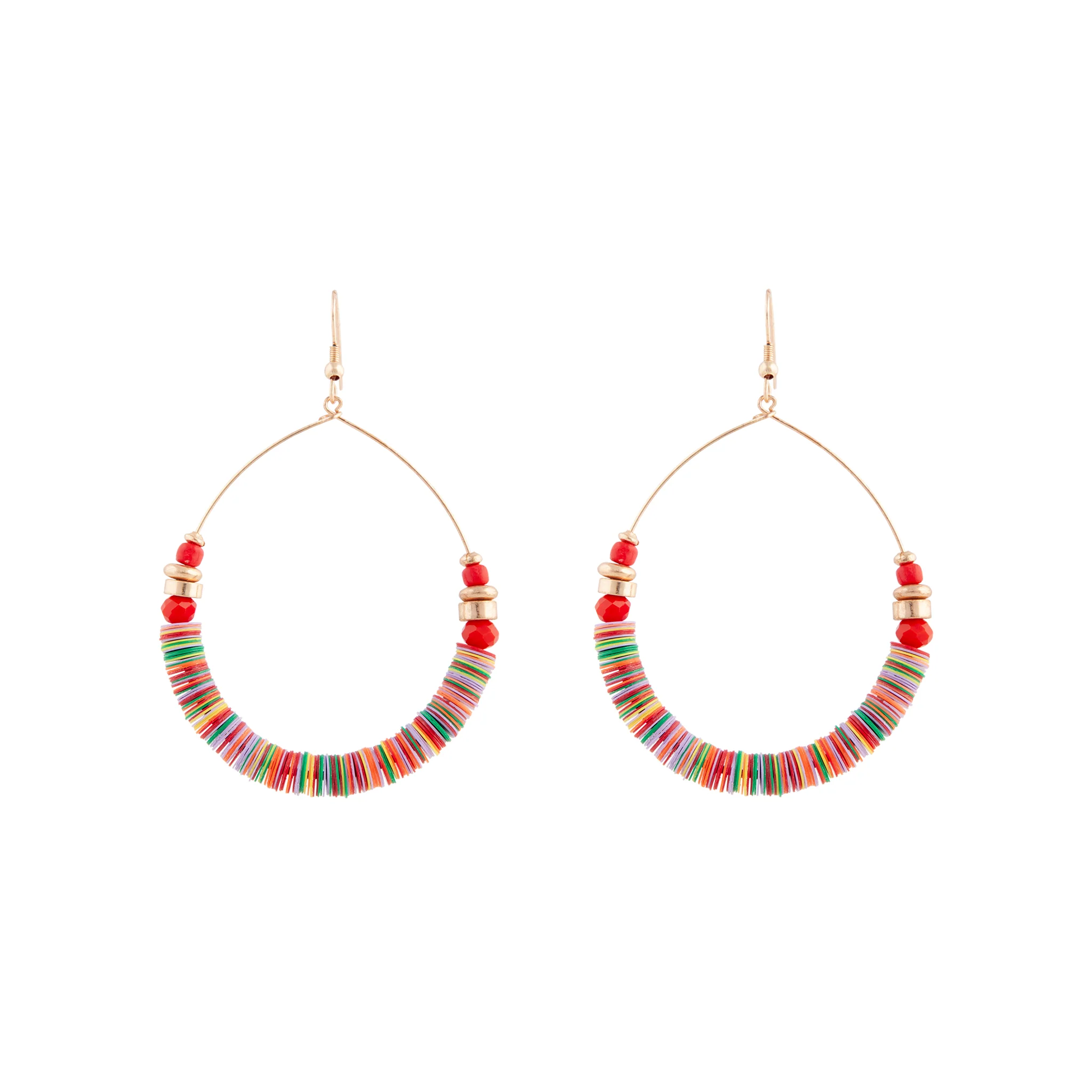Gold Sequin Stack Drop Hoop Earrings