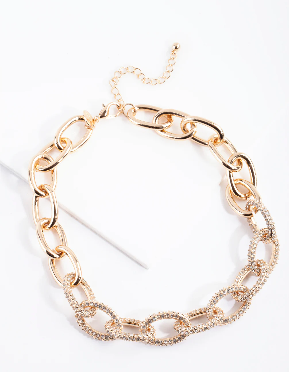 Gold Chunky Diamante Link Necklace - Image 2