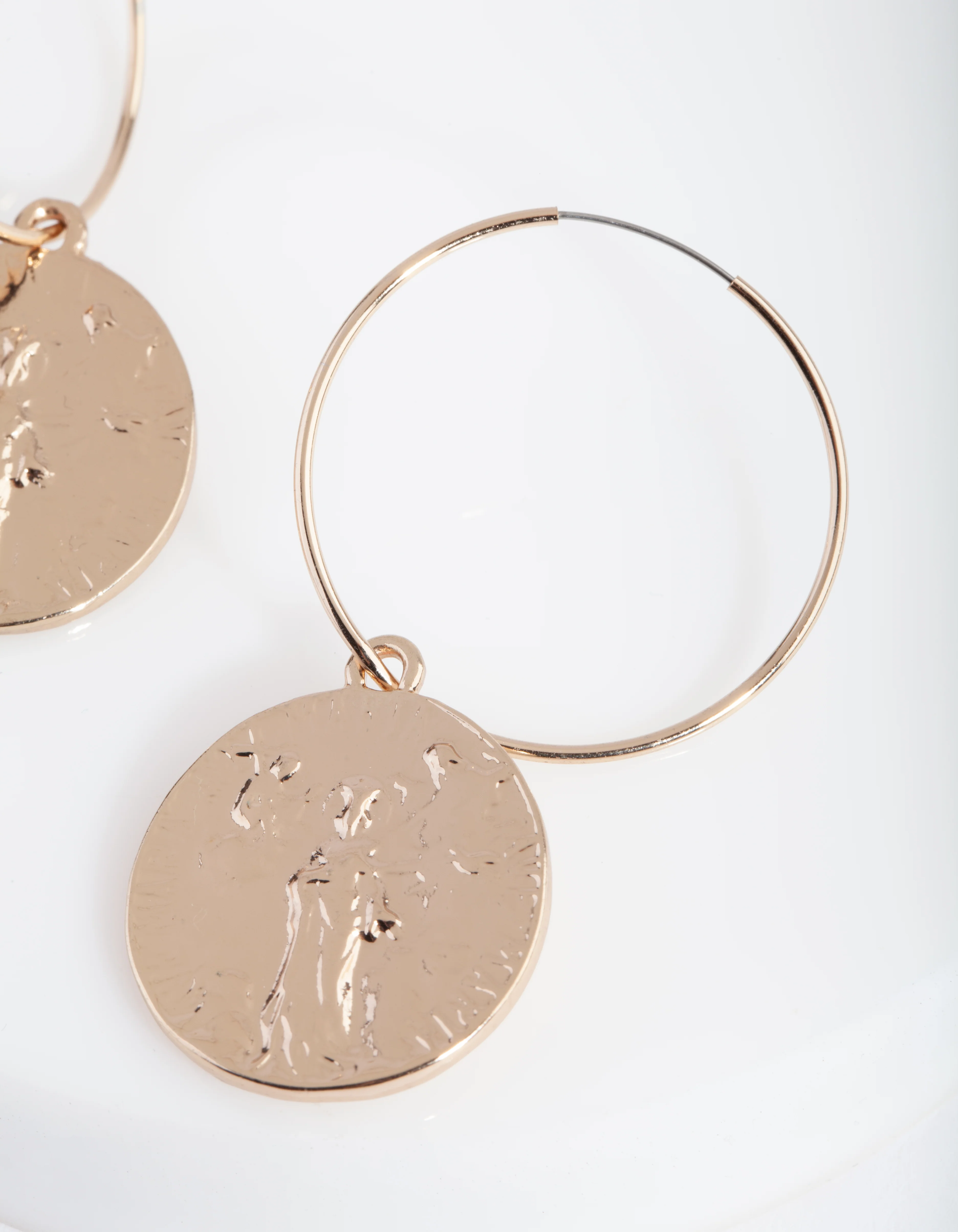 Gold Small Coin Hoop Earrings - Image 4