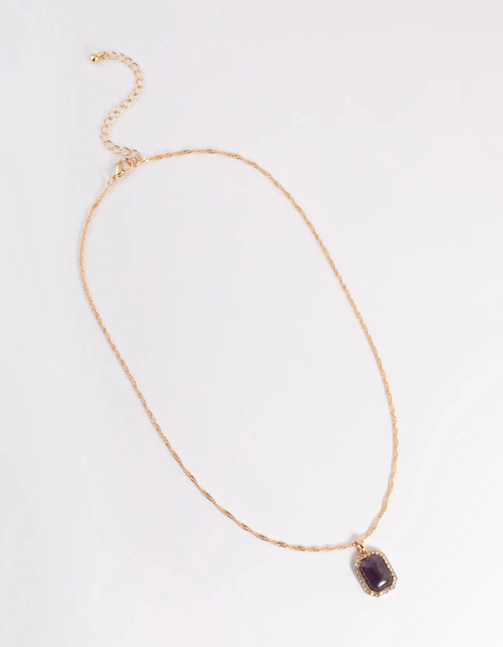 Gold Amethyst Diamond Halo Necklace - Image 6