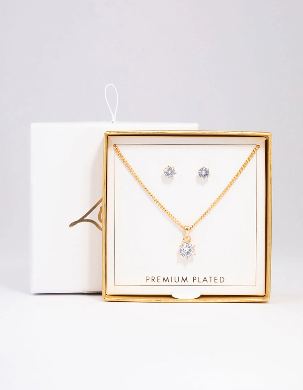 Gold Cubic Zirconia Solitaire Jewellery Set - Image 3
