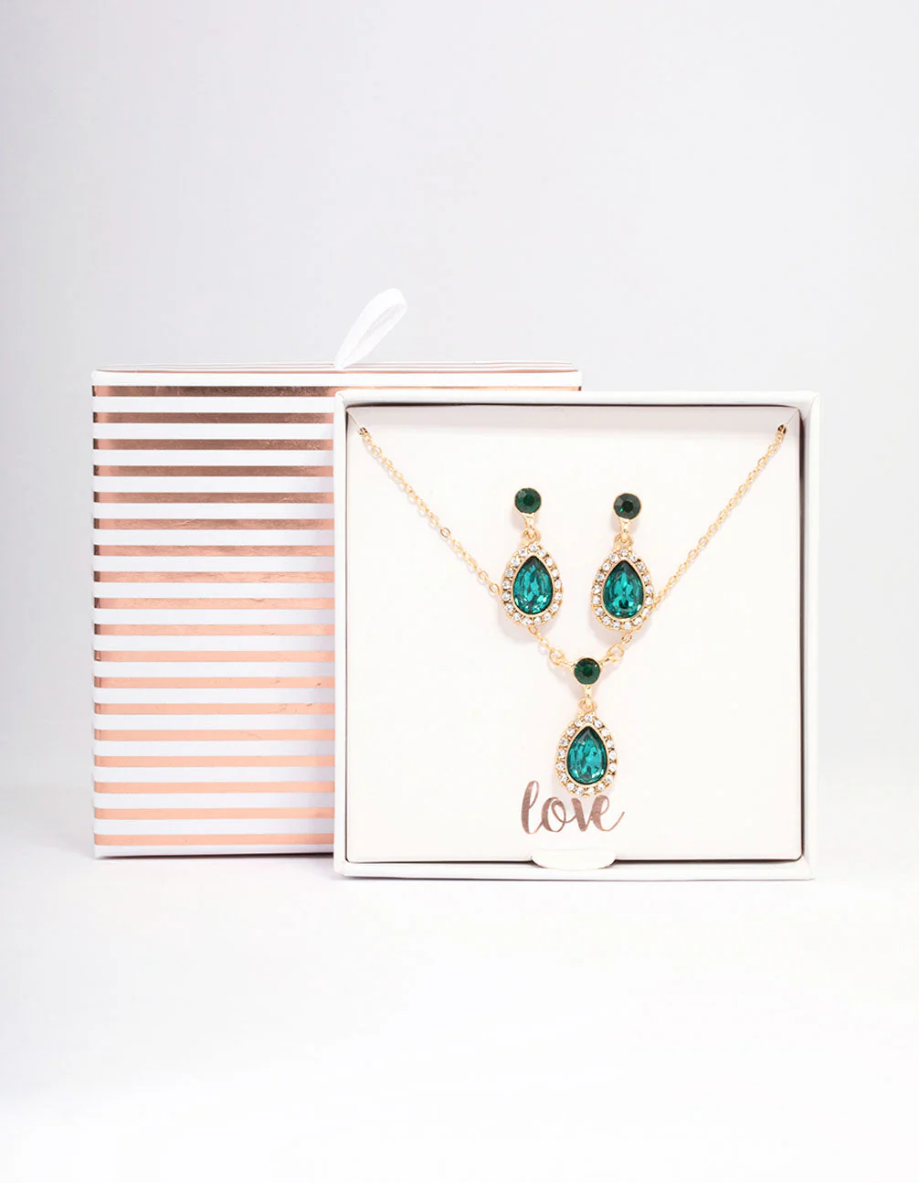 Gold Round & Pearl Halo Jewellery Set - Image 2