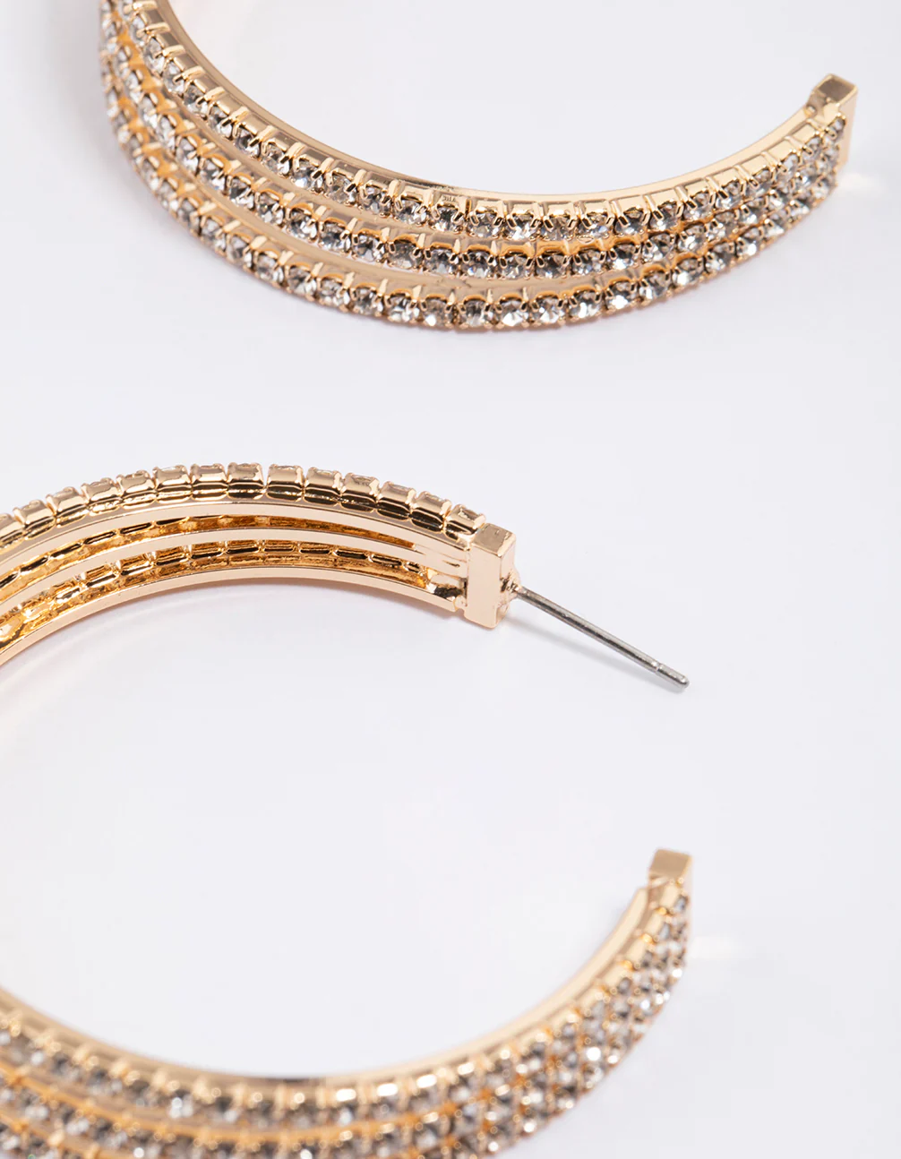 Gold Triple Illusion Statement Hoop Earrings - Image 3