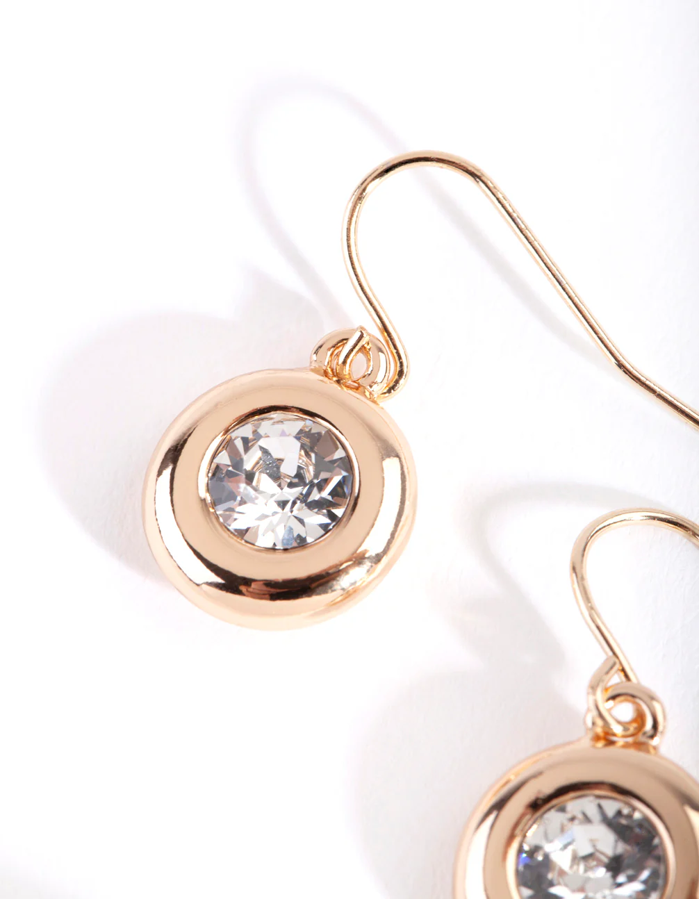 Gold Diamond Simulant Circle Earrings - Image 2