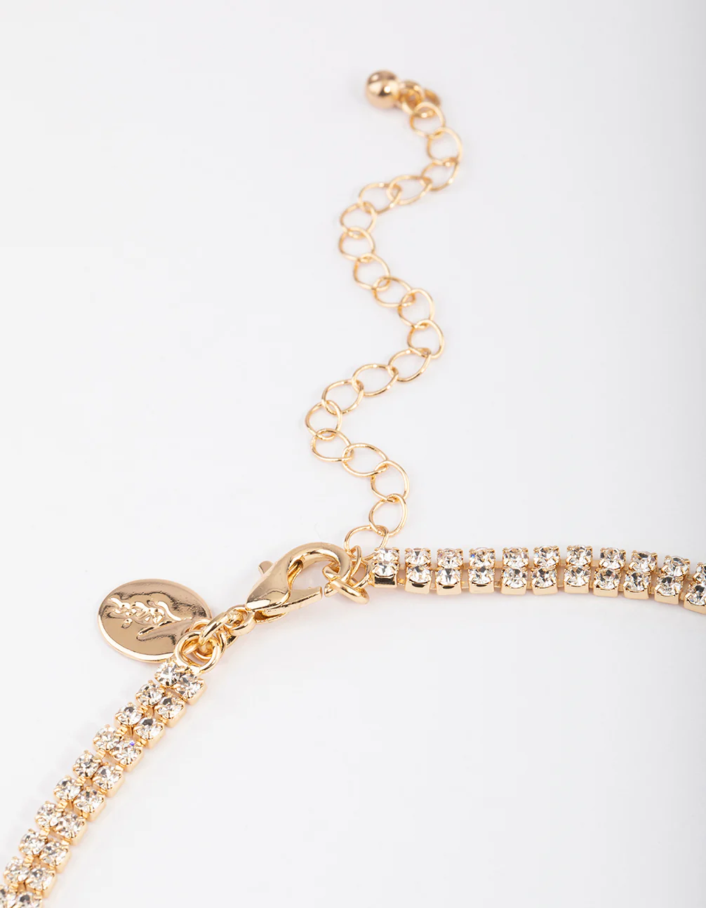 Gold Diamante Surrounded Teardrop Earrings & Necklace Set - Image 3