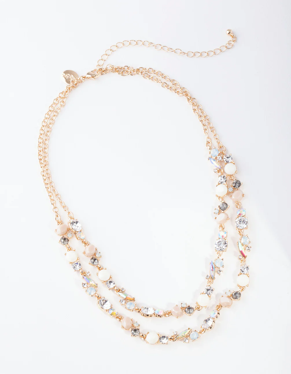 Gold Diamante Encrusted Double Row Necklace - Image 2