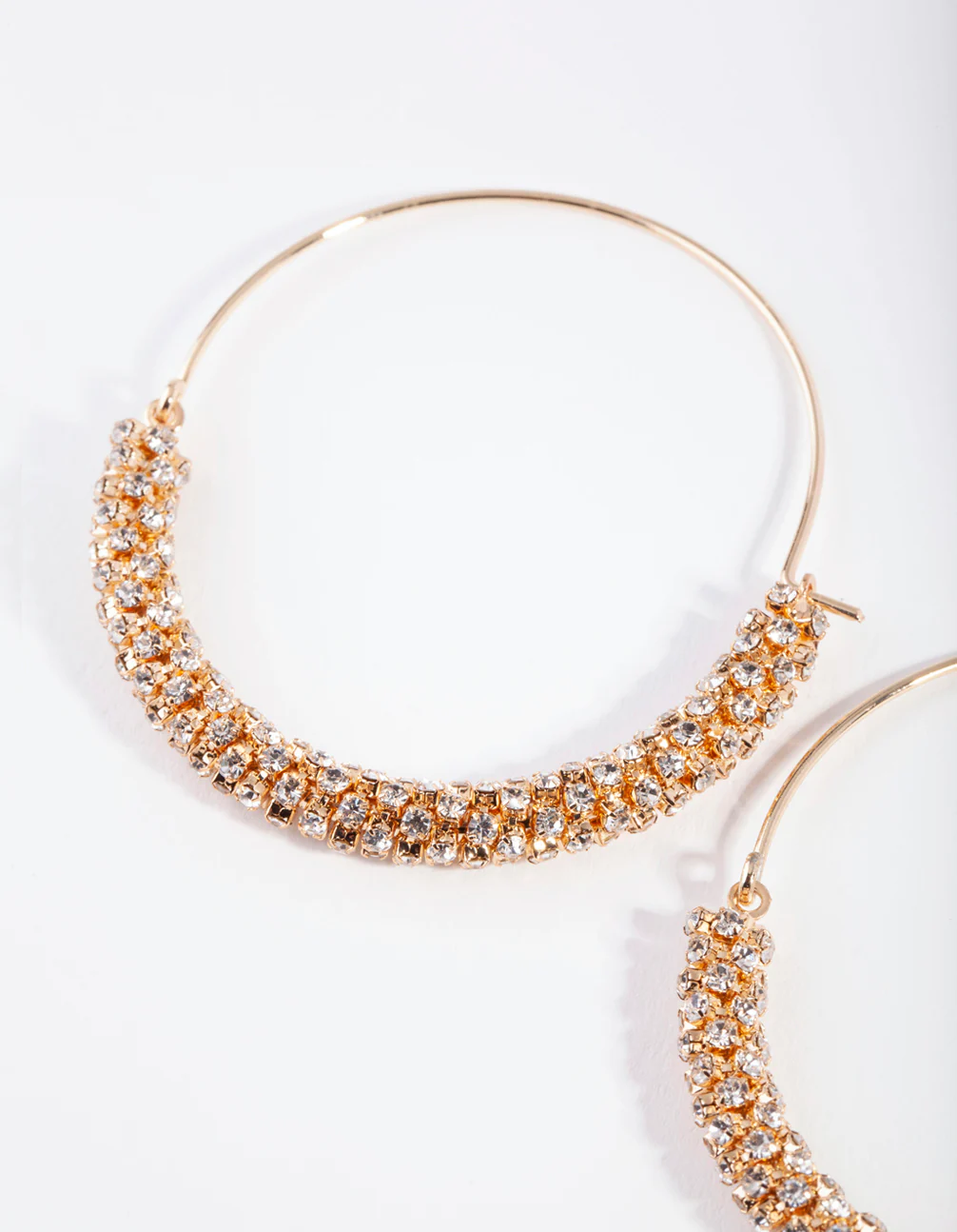 Gold Half Diamante Hoop Earrings - Image 2