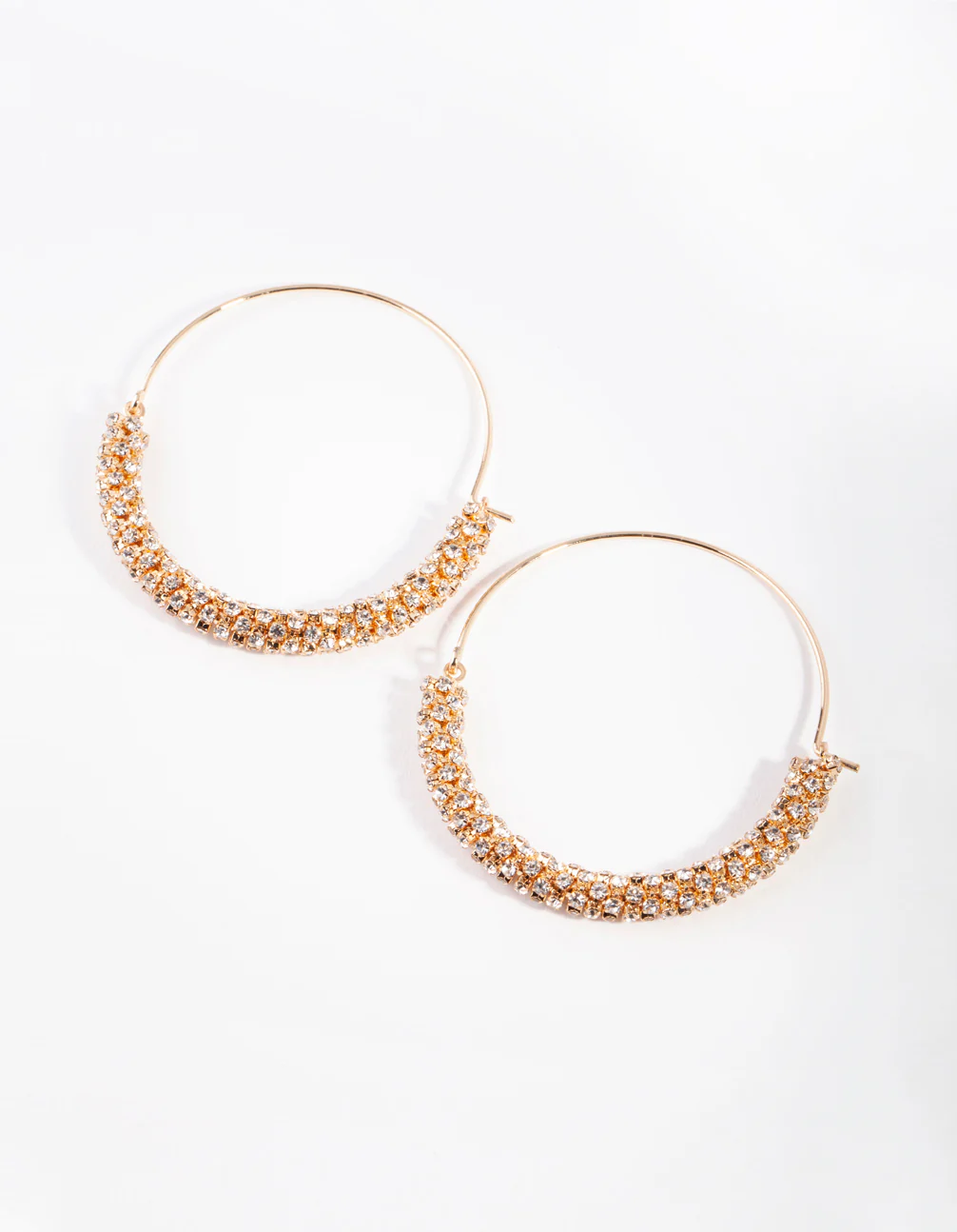 Gold Half Diamante Hoop Earrings - Image 4