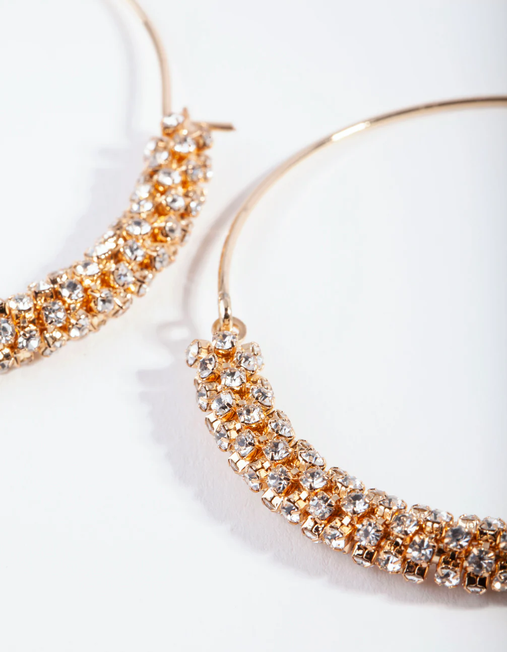 Gold Half Diamante Hoop Earrings - Image 5