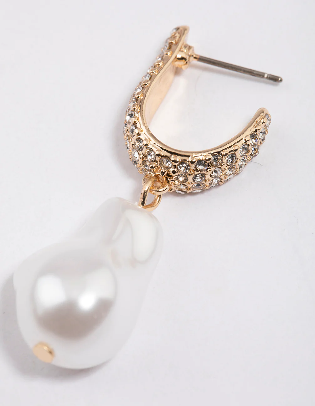 Gold Pave Pearl Drop Earrings - Image 3