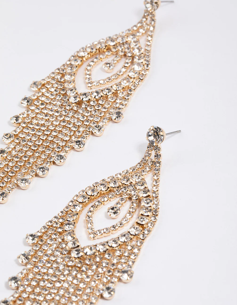 Gold Statement Cup Chain Tassel Earrings - Image 2