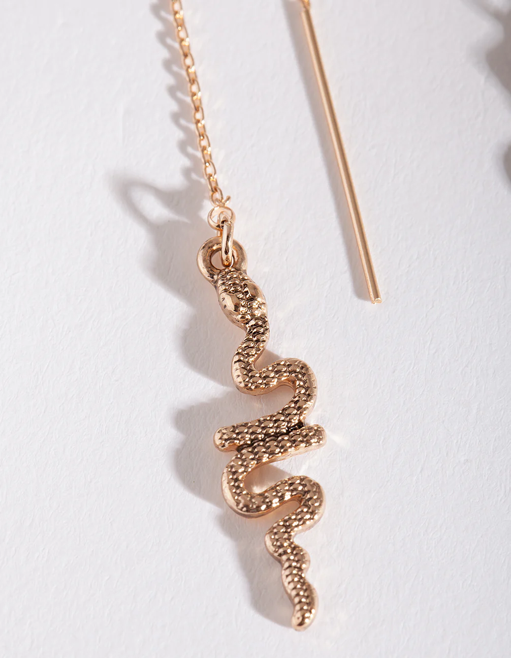 Textured Snake Thread Through Earrings - Image 2