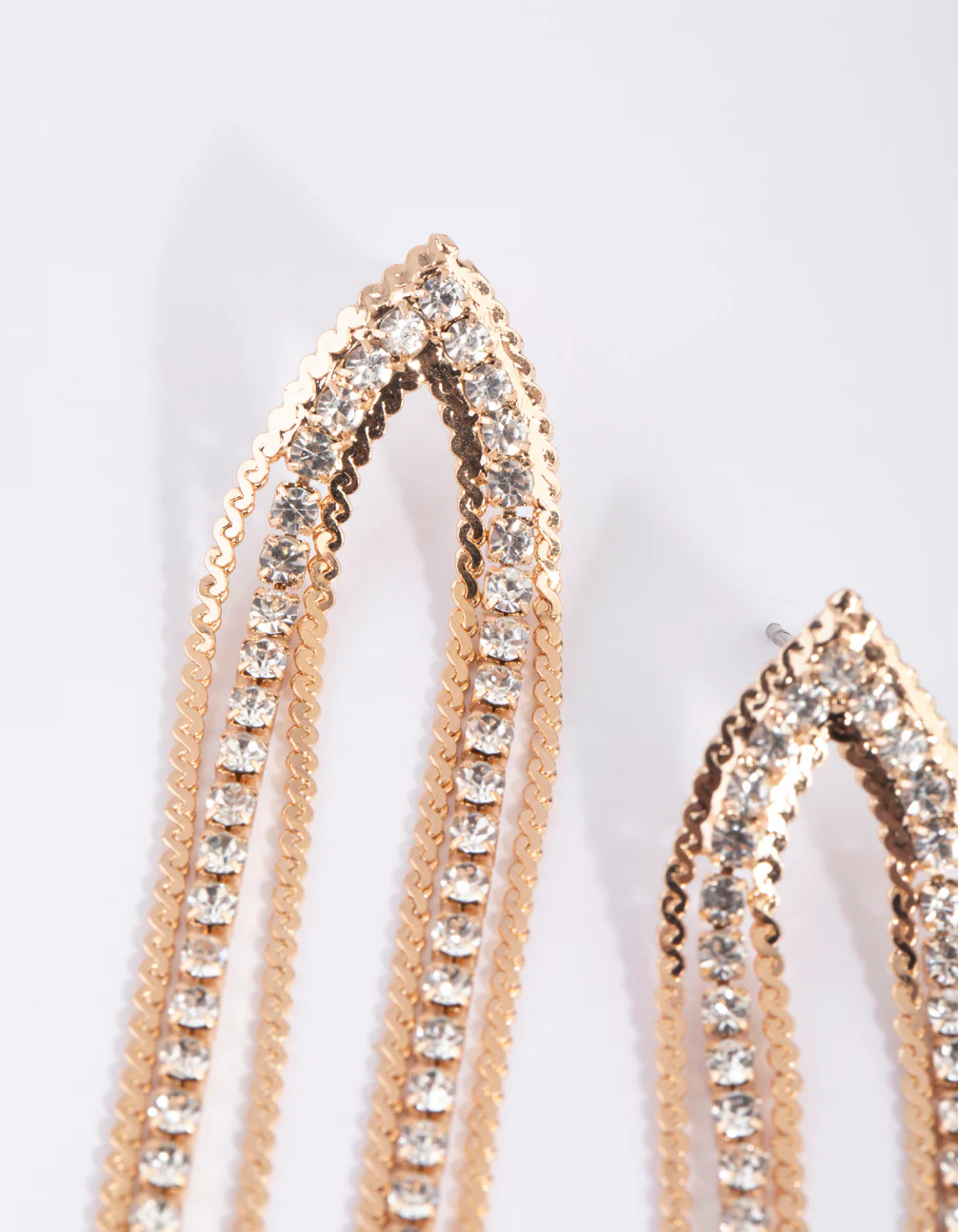 Gold Diamante Drop Earrings - Image 3