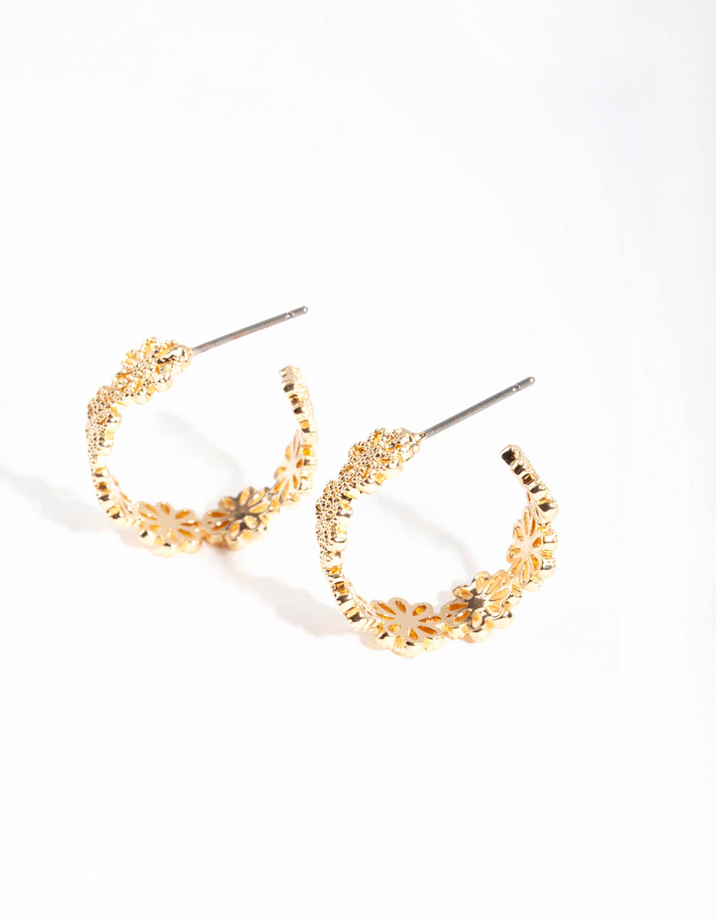 Gold Daisy Chain Hoop Earrings