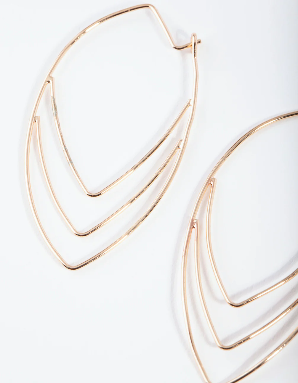 Gold Fine Wire Spear Hoop Earrings - Image 2