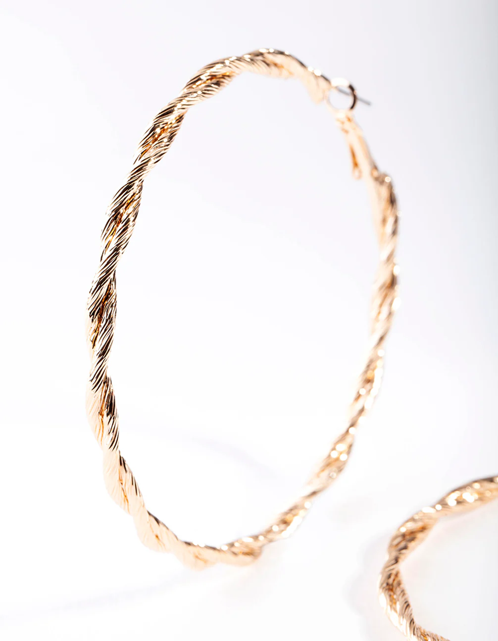 Gold Large Double Twisted Hoop Earrings - Image 2