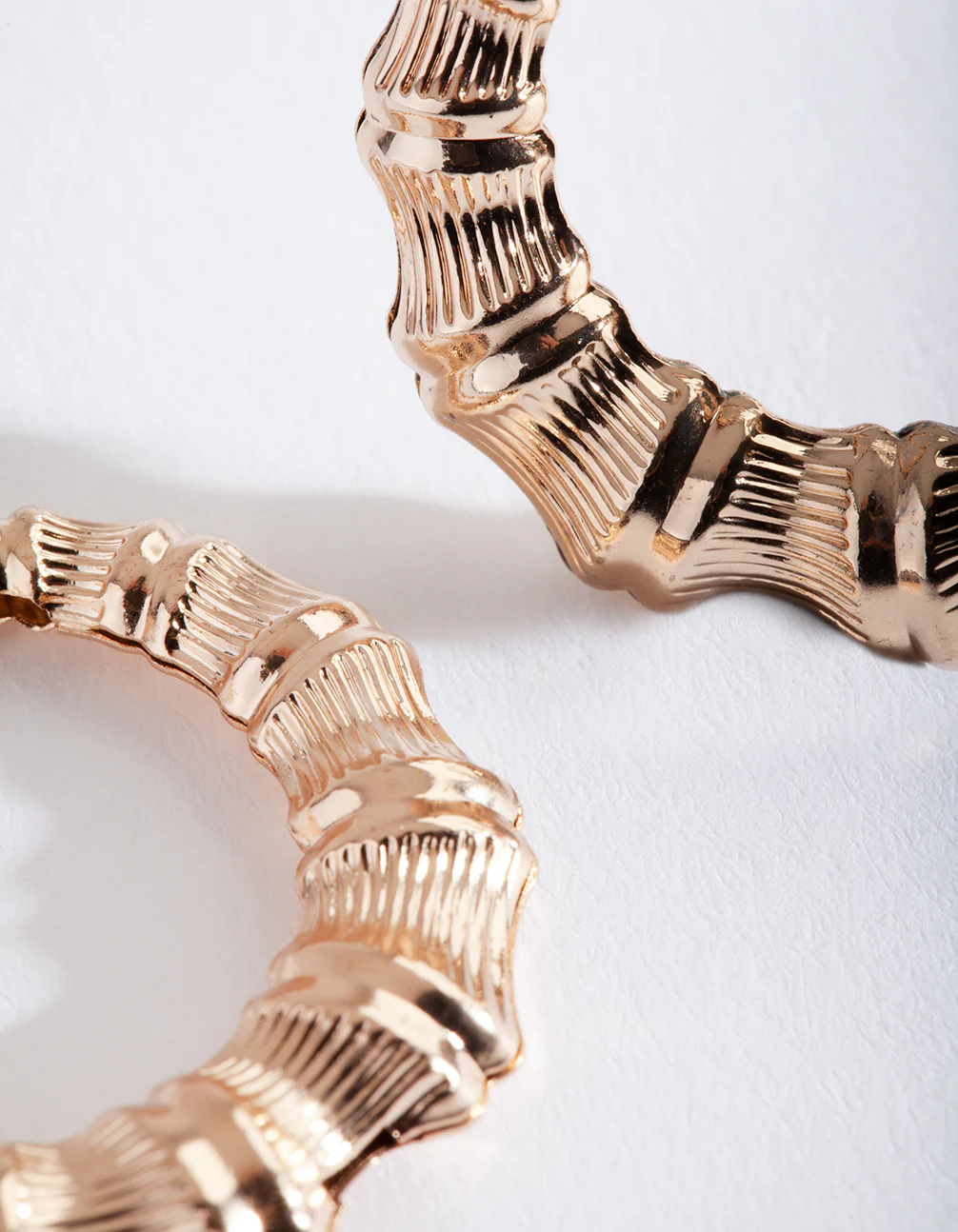 Gold Mini Bamboo Hoop Earrings - Image 3