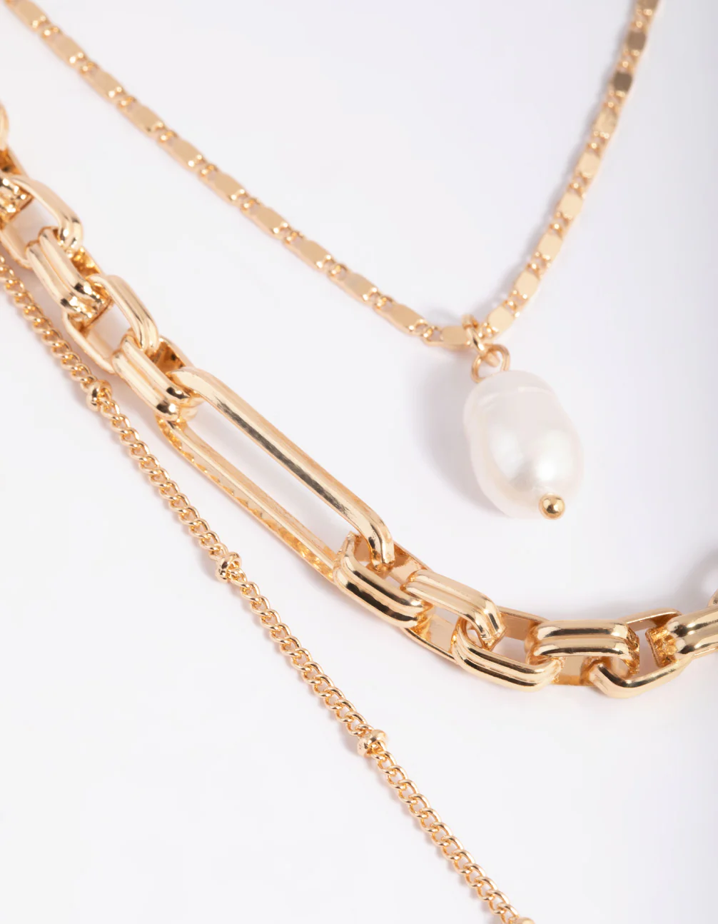 Gold Pearl & Coin Layered Necklace - Image 5