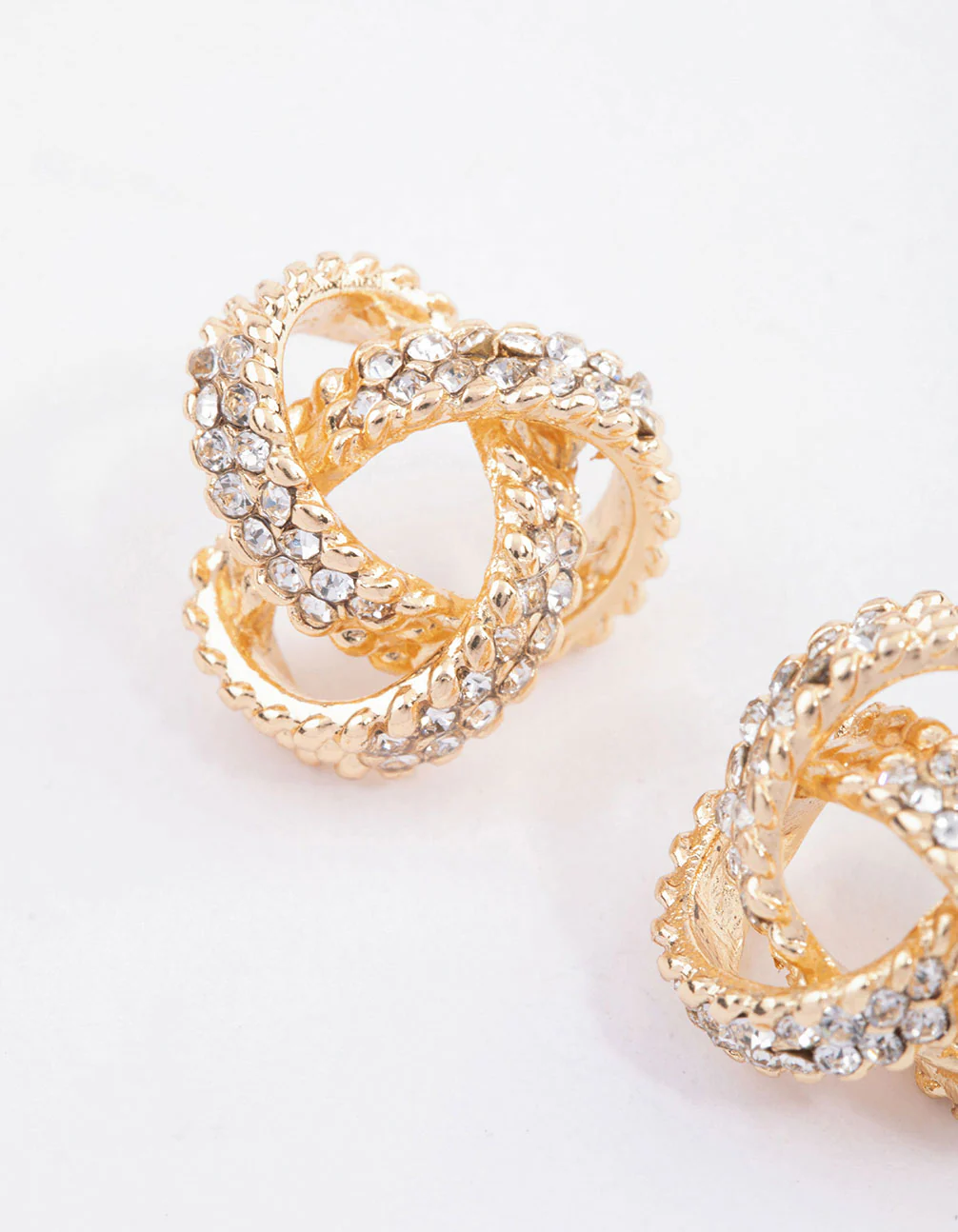 Gold Multi Diamante Stud Earrings - Image 2