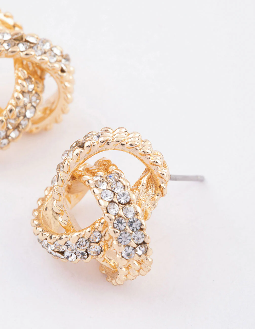 Gold Multi Diamante Stud Earrings - Image 3