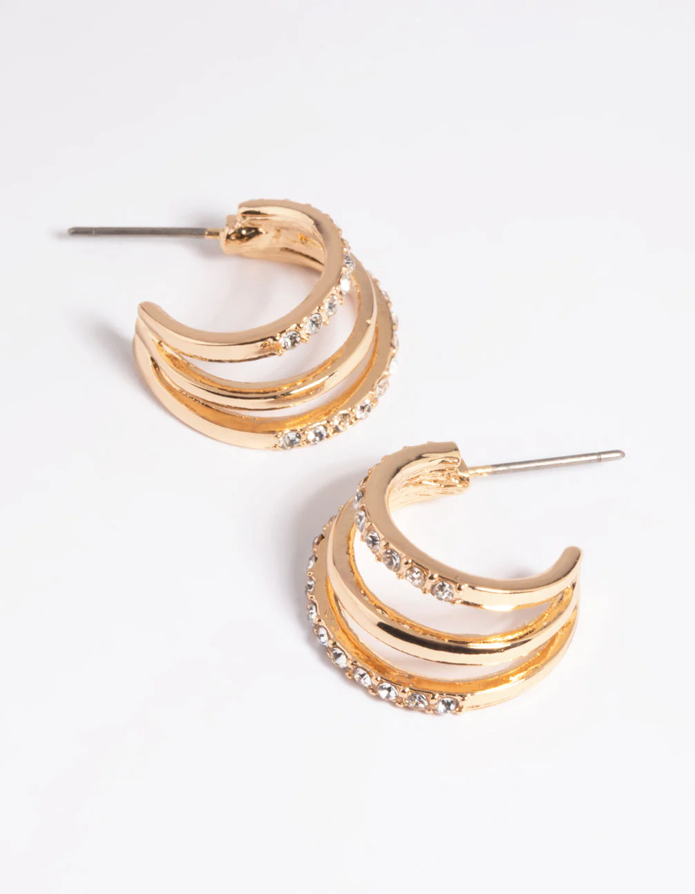 Gold Diamante Hoop Earrings - Image 3