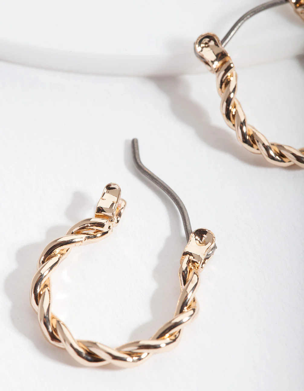 Gold Twist Hoop Earring & Bracelet Pack - Image 3