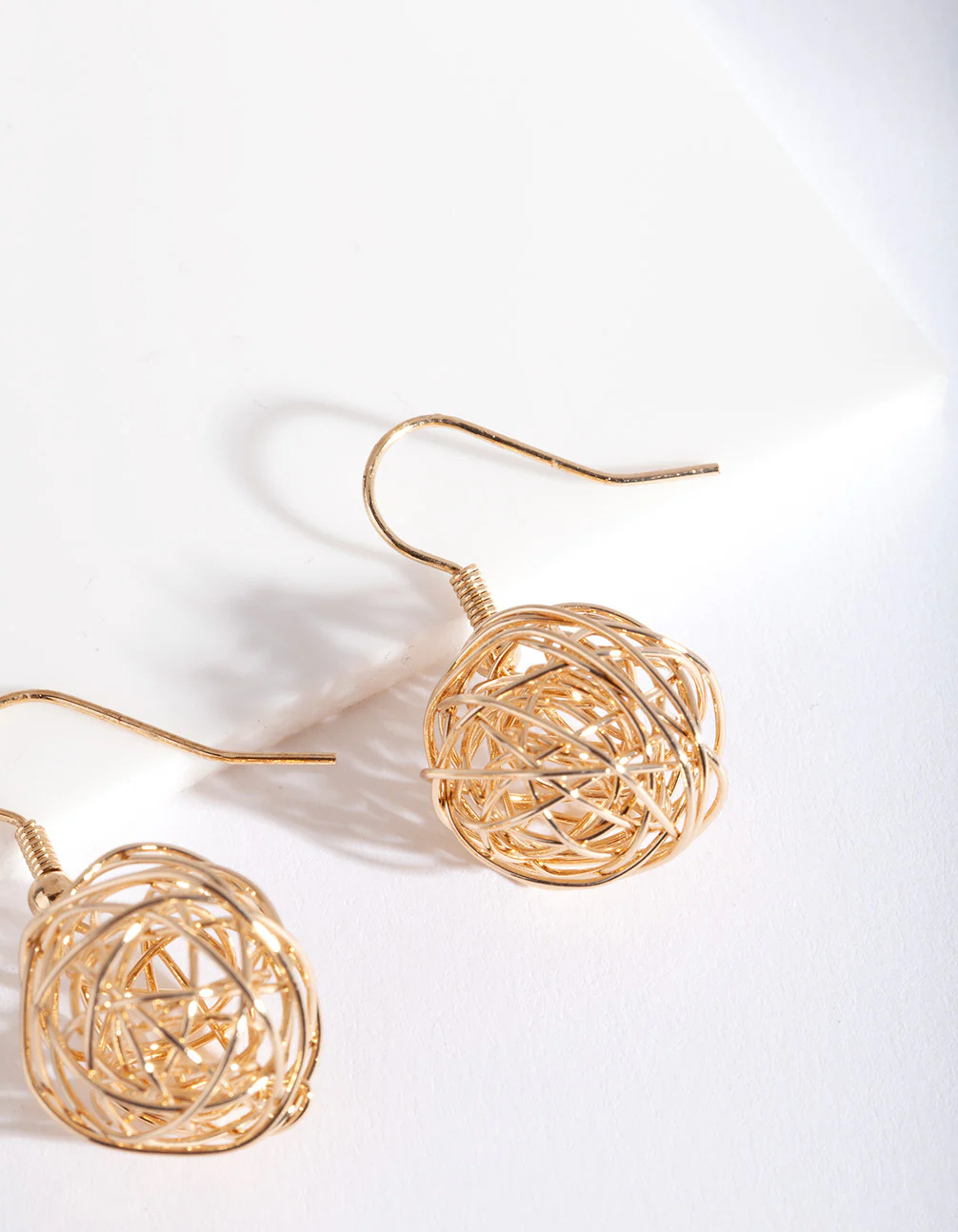 Gold Wire Wrap Ball Earrings - Image 2