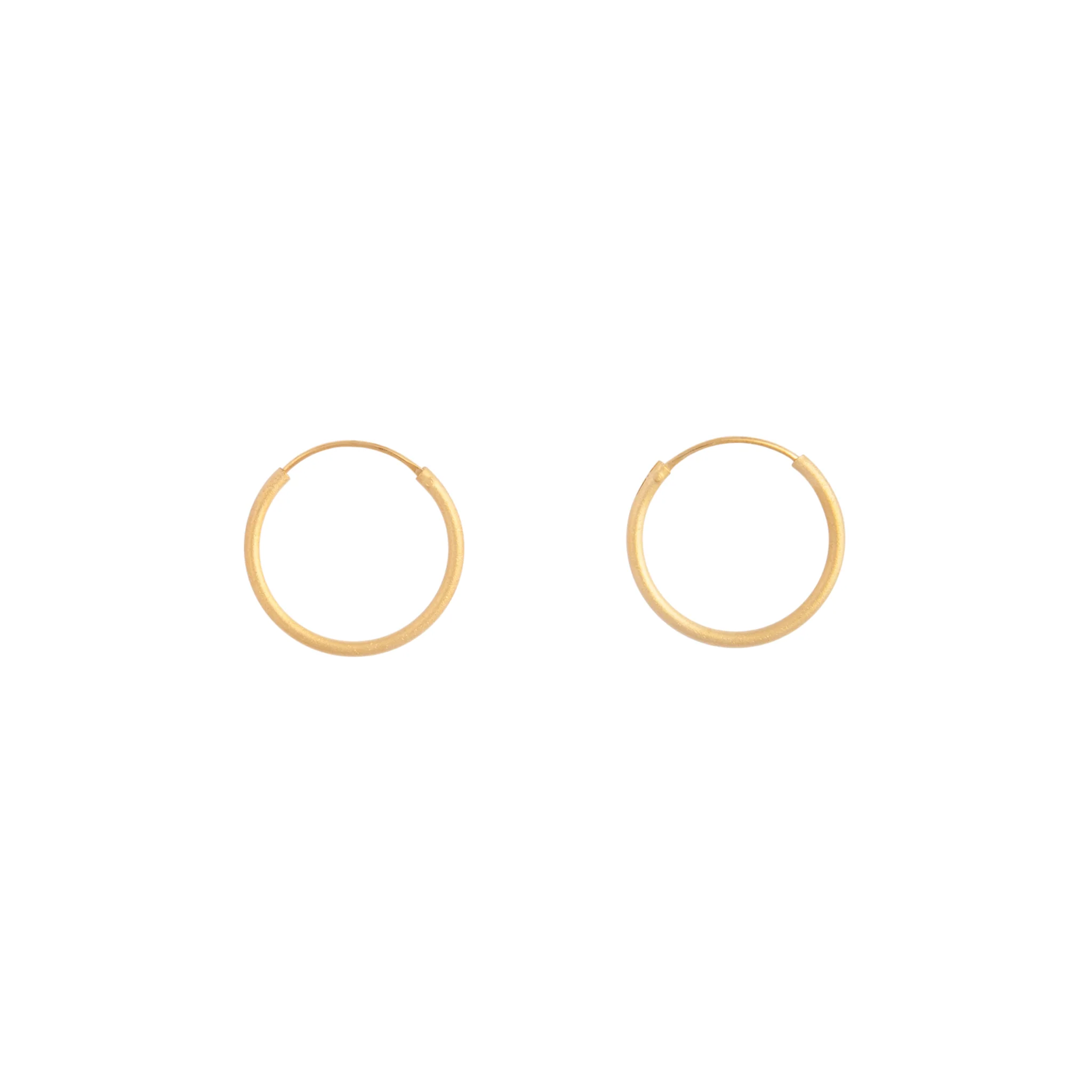 Gold Plated Sterling Silver 16mm Matte Hoop Earrings - Image 2
