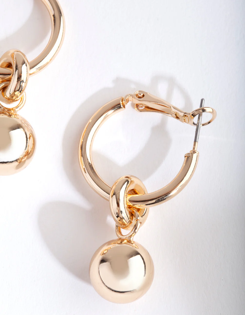 Gold Chunky Ball Hoop Earrings - Image 2