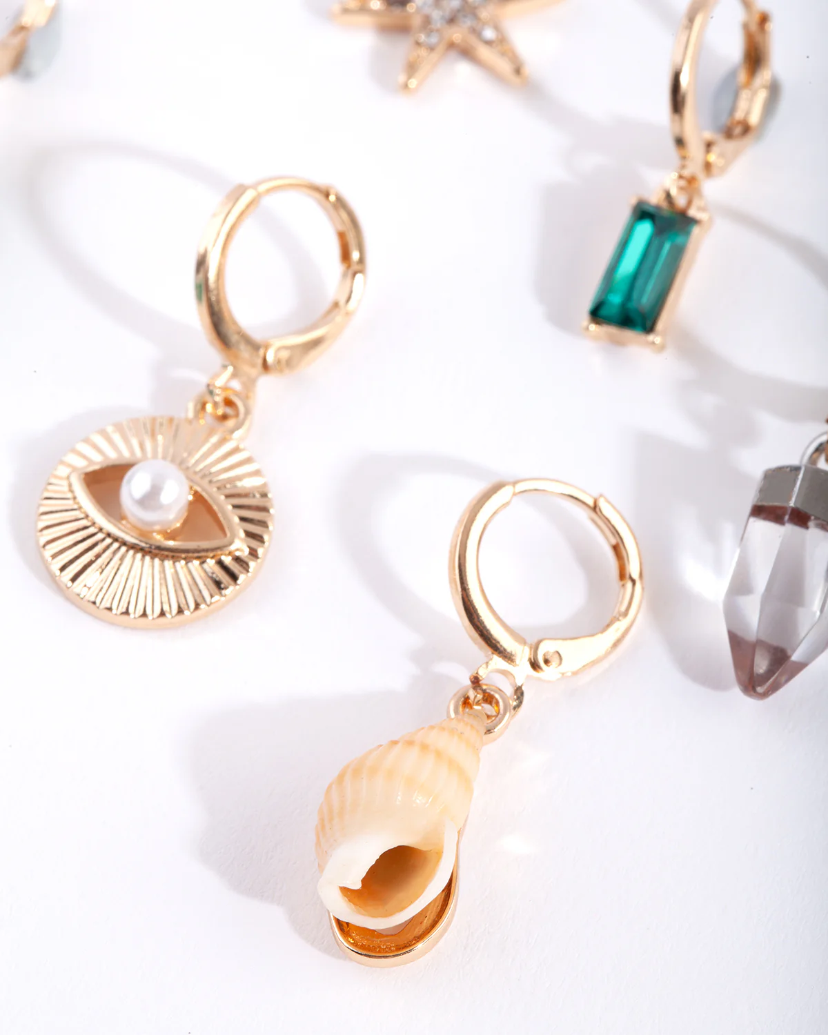 Gold Shell Huggie Earring Pack - Image 3