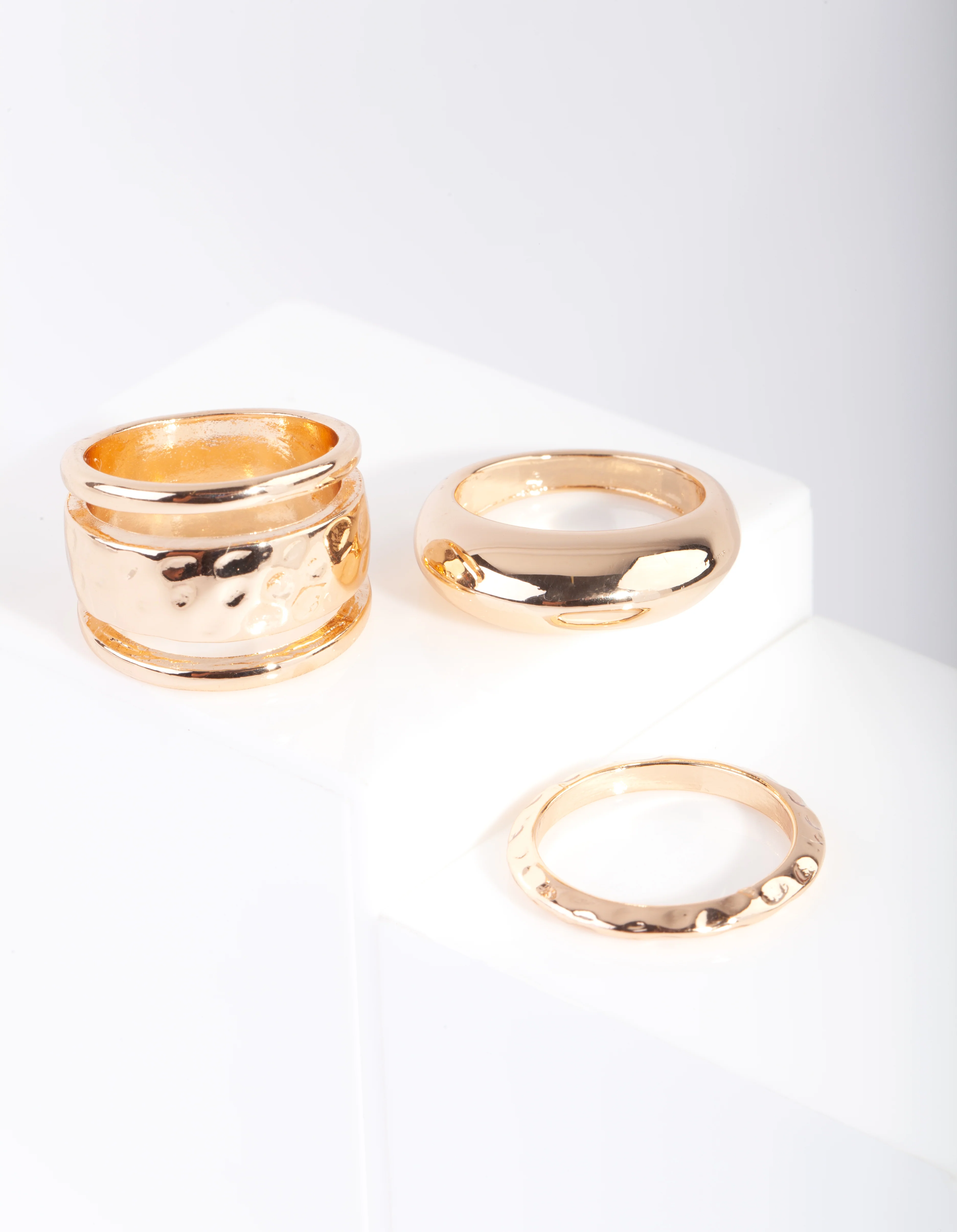Gold Mixed Textured Ring Pack