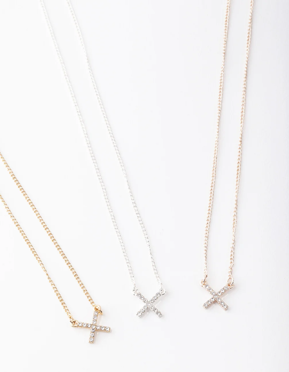 Mixed Metal Diamante Cross Necklace Pack - Image 2