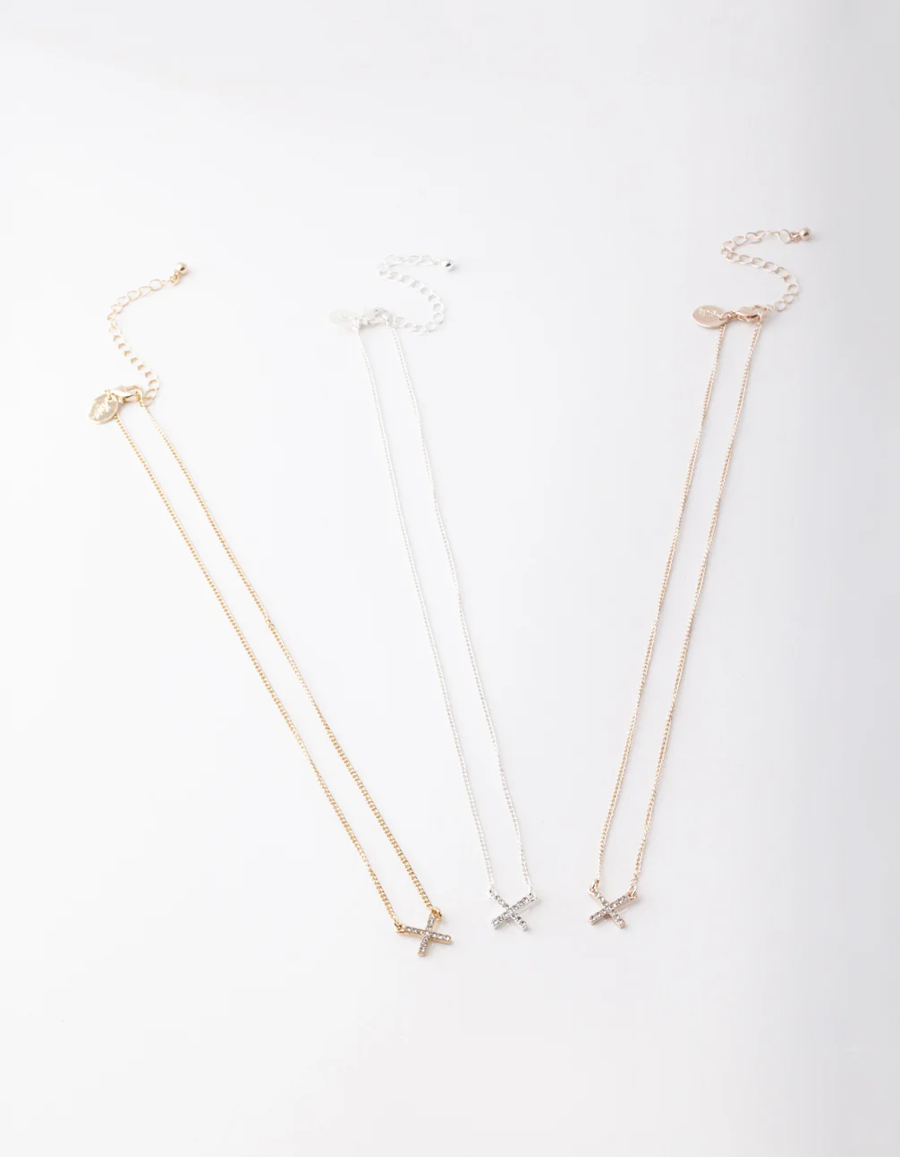 Mixed Metal Diamante Cross Necklace Pack - Image 3