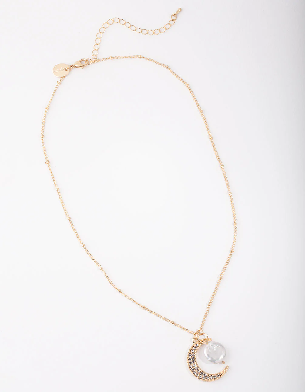 Gold 3-Charm Semi-Precious Moon Necklace - Image 3