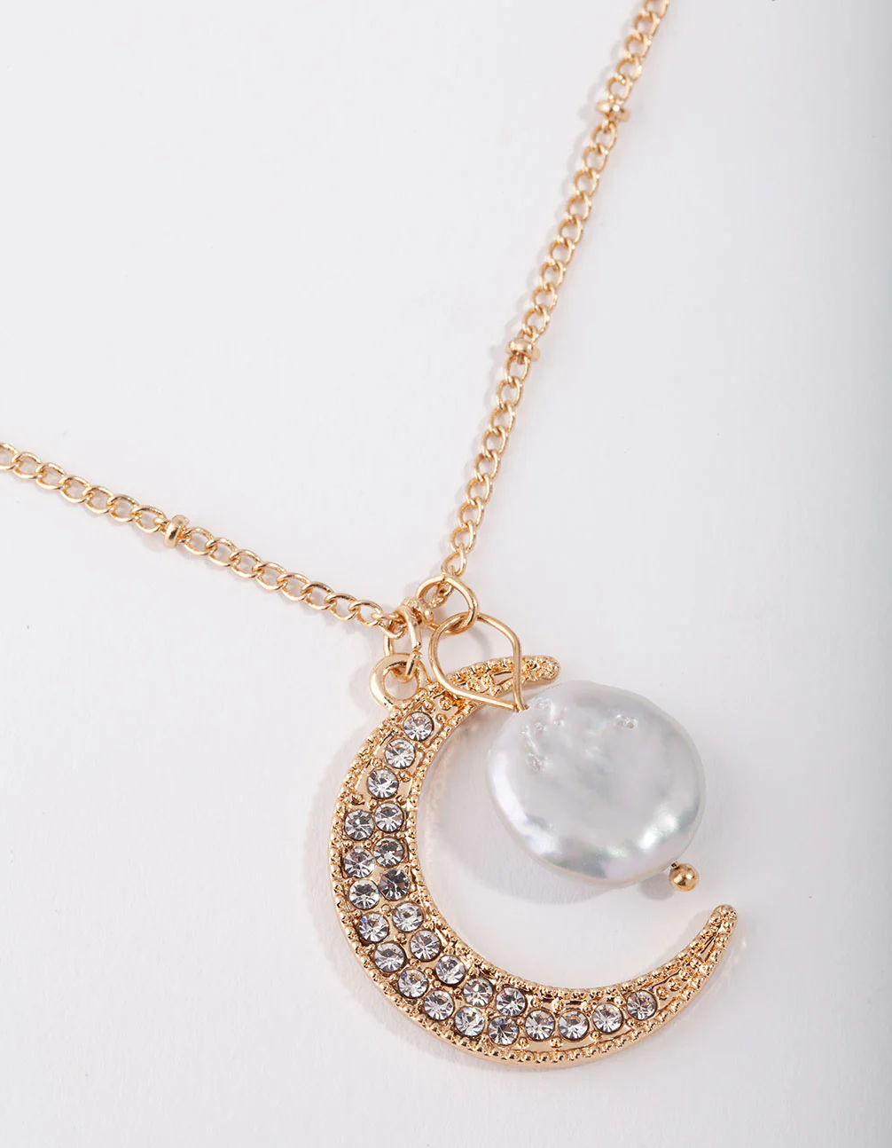 Gold 3-Charm Semi-Precious Moon Necklace - Image 6