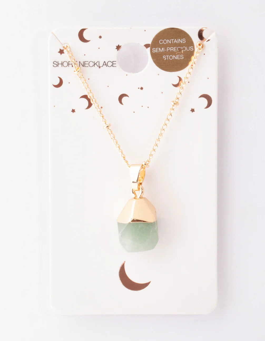 Gold Green Semi Precious Stone Necklace