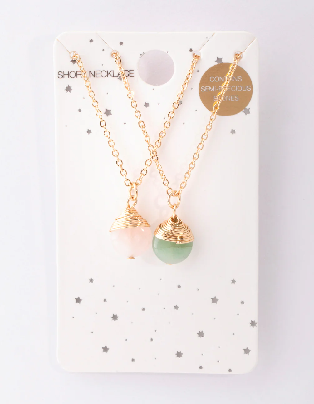 Gold Pink & Green Semi Precious Necklace Pack - Image 4